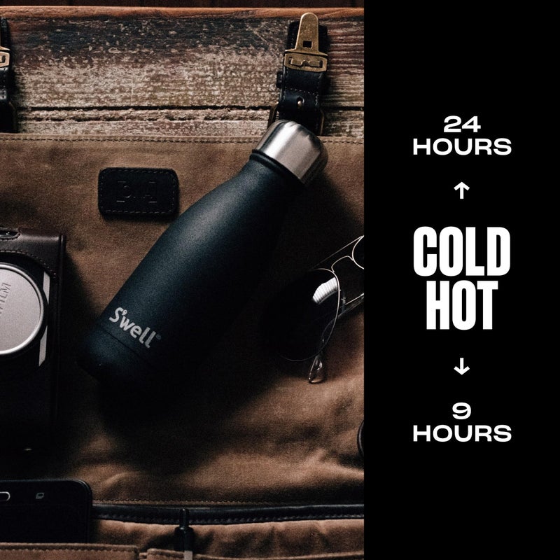 S'well Stainless Steel Water Bottle  9oz  Onyx  Triple Layered Vacuum Insulated Containers Keeps Drinks Cold for 24 Hours and Hot for 12  BPA Free  Perfect for On the Go - Image 2